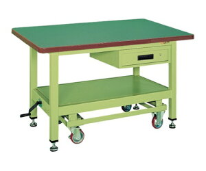 サカエ 超重量作業台KWCタイプ ハンドル昇降移動式 キャスター100φ 1台 KWCF-12A