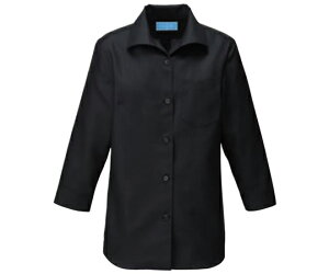 KAZEN レディスシャツ七分袖 黒 M 1枚 627-05 M