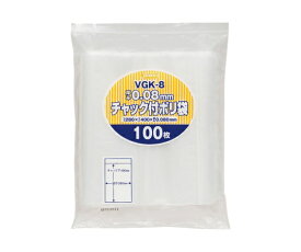 ジャパックス チャック袋付ポリ袋厚口 100枚 LDPE 透明 0.08mm 1ケース(100枚×7冊入) VGK-8