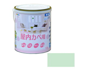 アサヒペン NEW水性インテリアカラー屋内カベ 1.6L (パステルグリーン) 1個