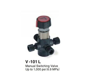 IDEX �t���[�X�C�b�`���O�o���u�@4-Position �@4-Port �@Bulkhead �@500psi(3.4MPa) �@Right-Angle�gL 1�� V-101L