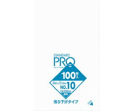 日本サニパック L10Hスタンダードポリ袋吊り下げタイプ（0.03）10号 L10H-CL 1袋(100枚入)
