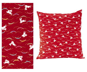 綿 座布団HY ウサギ51052 赤 550×510 セット 1個