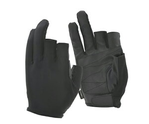 おたふく手袋 フーバー シンセティックレザーグローブ 3フィンガーレスモデル ブラック M FB-62M 1双