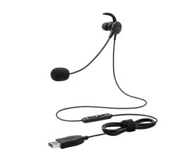 エレコム マイクアーム付インナーイヤー型ヘッドセット　片耳　USB　ブラック 1個 HS-EP16UBK
