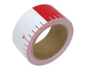 シンワ測定 貼付ロッド 合成紙製 50mm×25m 赤白20cm間隔 1個 78192