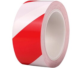 セーフラン安全用品 厚手PVCラインテープ　幅50mm×22m　厚0.2mm　はく離紙なし　樹脂芯　赤/白トラ柄 1巻 J2352-R/W