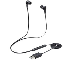 エレコム インナーイヤー型ヘッドセット　カナル　ミュートスイッチ付　両耳　USB　ブラック 1個 HS-EP17UBK