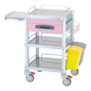 ナビス(アズワン) JUSTナーシングカート 1段引出し/2段棚板 ピンク JNC264AP