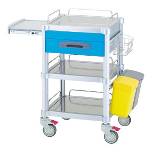 ナビス(アズワン) JUSTナーシングカート 1段引出し/2段棚板 ブルー 1台