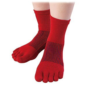 中部物産貿易 3Dエアメッシュソックス(5本指ソックス) ミドル丈 赤 1足 AM-13