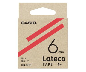 カシオ カシオ ラテコ詰め替え用テープ 6ミリ 赤に黒文字 1個 XB-6RD