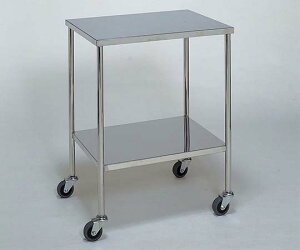 柏ステンレス工業 ステンレスワゴン 機械卓子 (静音使用 枠無) 2段 600×450×800H 1個 ステンレスワゴンMA-512