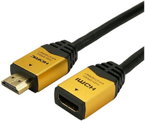 ホーリック ハイスピードHDMI延長ケーブル 2.0m ゴールド タイプAメス-タイプAオス 4K 3D HEC ARC フルHD 対応 金メッキ端子 1個 HDFM20-036GD