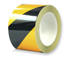 セーフラン安全用品 再帰反射ラインテープ　黄/黒　100mm×22m　厚0.16mm　剥離紙有 1巻 14346