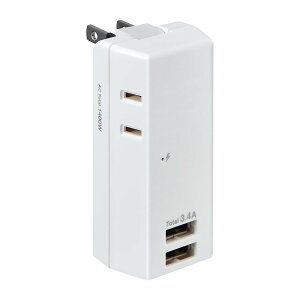 ELPA �ϗ�USB�^�b�v2��2�|�[�g2.4A 1�� UA-222SB