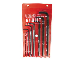 エイト 六角棒スパナ エキストラロング ポーチ入 7本セット 1/8〜3/8 0144 1セット(7本入)