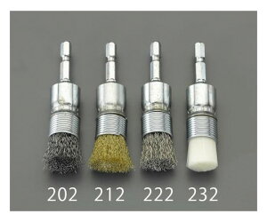 エスコ 六角軸軸付ブラシ(エンド型/ステンレス) 15mm EA819BL-211 1個