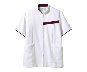 住商モンブラン ジャケット メンズ 半袖 白/ワイン 5L 72-1246 1枚