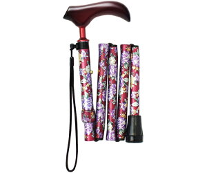 朝日産業(食品加工機器・ヘルスケア用品) 5段折りたたみ杖 てのひら ワイン・花柄 AS-T16WE 1個