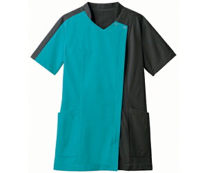 住商モンブラン スクラブ レディス 半袖 ピーコックグリーン/チャコールグレイ L 73-2234 L 1枚