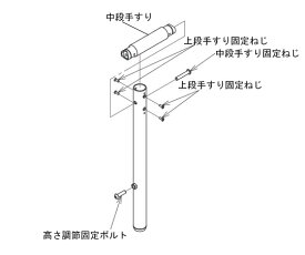 アロン化成 （AT-E-200用）中段手すり（200用） 591-922 1個