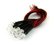アズワン 20cm線付LED φ5mm 黄/10個入 PW5-12-YELLOW 1袋(10個入)
