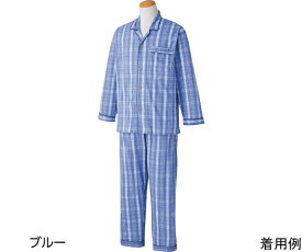 ケアファッション 紳士ワンタッチパジャマ ブルー L 89294 1着