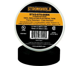 Strong　Hold StrongHoldビニールテープ　耐熱・耐寒・難燃　プロ仕様グレード　黒　幅19.1mm　長さ20m ST43-075-66BK 1巻