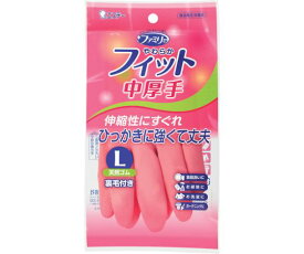エステー ファミリー やわらかフィット 天然ゴム 中厚手 L ピンク ST74323 1袋