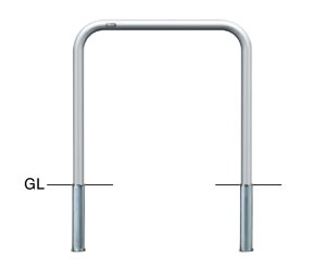 サンポール ステンレス アーチ型車止め 差込式 φ42.7(t2.0)×W700×H650mm 1台 AA-42S7-650【大型商品の為代引不可】