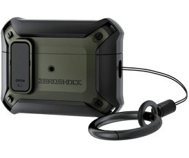 エレコム AirPods Pro 第2世代対応アクセサリ ZEROSHOCK Lockケース ロック機能 カラビナ付き カーキ 1個 AVA-AP4ZEROLKH