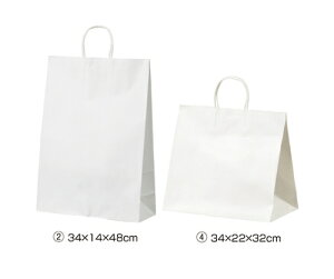 ストア・エキスプレス 持ち手付き紙袋 丸ひもタイプ 白無地 38×25×39.5 入数200枚 1セット(200枚入) 61-431-25-20