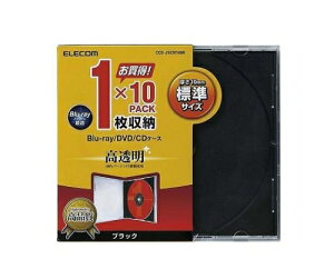 エレコム CD DVDプラケース 1枚収納 10パック ブラック 1パック(10枚入) CCD-JSCN10BK