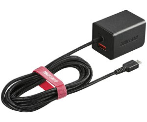 BUFFALO 2.4A USB�}���[�d�� AutoPowerSelect�@�\���� microUSB�}���P�[�u����̌^�^�C�v 1.8m ��������USBx1 �u���b�N 1�� BSMPA2401BC2BK