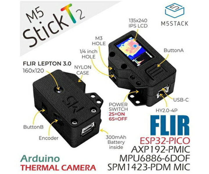 楽天市場】M5Stack M5StickT2 サーマルカメラ開発キット（Lepton 3.0 