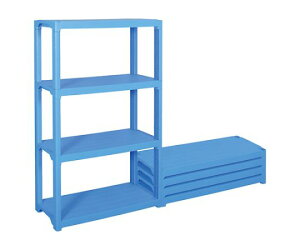 エスコ 1200x450x1800mm/4段 ラック棚(プラスチック製) 1個 EA976AL-3