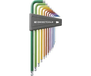 PBスイスツールズ ボール付ロング六角棒レンチ12本セット(レインボー)(パックナシ) 1セット 212ZLH-12RB