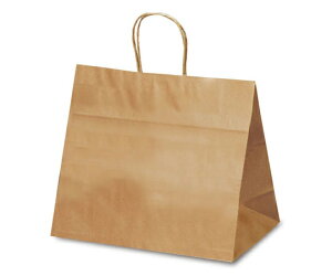 ベルベ 紙袋 自動紐手提袋 T-9W 茶無地 200枚 1ケース(200枚入) 1096