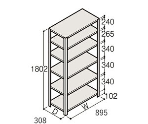 �C�g�[�L�^ITOKI �y�ʒI ERR�J���^ H1800×W900×D300 �L���I 5�i 1��