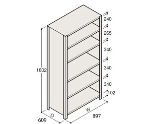 �C�g�[�L�^ITOKI �y�ʒI ERR���^ H1800×W900×D600 �L���I 5�i 1��