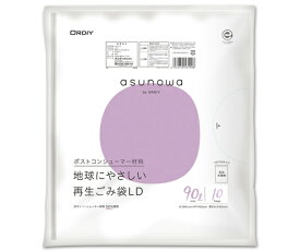 オルディ asunowa再生ごみ袋 LD90L 0.04mm 乳白 半透明10P 20冊 ASW-50PCR-LW90-10 1ケース(10枚×20冊入)