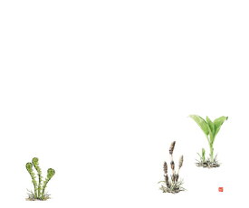 カミイソ産商 尺3 テーブルマット 春の山菜 1組（100枚入） No.522 販売単位：1組(100枚入)