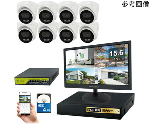 �u���[�h�E�H�b�` 4k�i800����f�jPoE�^�C�vNVR�h�ƃJ�����Z�b�g �h�[���J����8��A15.6�C���`���j�^�[�AHDD4TB�t�� 1�Z�b�g SEC-N-8FK-16L-4T �h�Ɨp�J�����iCCTV�j/�h�ƃJ�����iCCTV�j