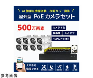 �u���[�h�E�H�b�` 500����fPoE NVR�h�ƃJ����8��E��F��AI�@�\�t����ԃt���J���[�^��@HDD4TB�Z�b�g 1�Z�b�g SEC-NA-HY8G-4T �h�Ɨp�J�����iCCTV�j/�h�ƃJ�����iCCTV�j
