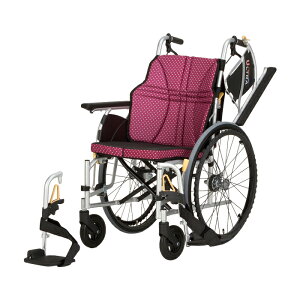 【非課税】日進医療器 車いす ウルトラ(自走アルミ)多機能 ワインNA-U2W(420MM)
