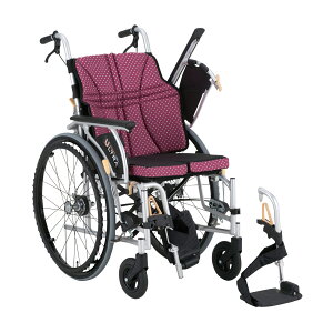 【非課税】日進医療器 車いすウルトラ(自走)ワンストップ付 ワインNA-U2W+OSB(400MM)
