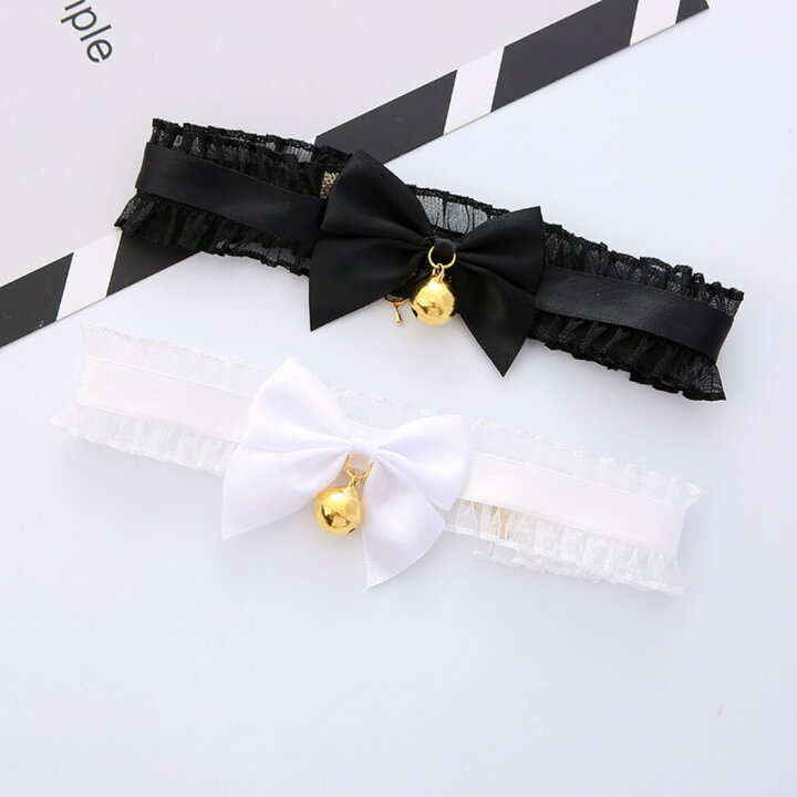 ハロウィンコスプレ黒ネコ首輪リボンチョーカーアジャスター付韓国ファッション