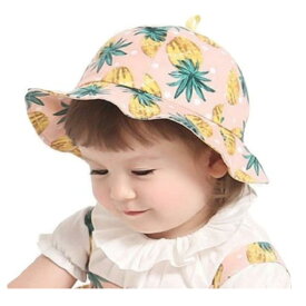 ベビー キッズ 帽子 幼児用 つば付き パイナップル柄 かわいい ハット 日差し対策 日よけに