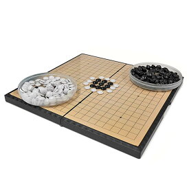 囲碁 囲碁盤 セット 折りたたみ式 ポータブル マグネット石 初心者 プロ 兼用 (中 28.5cm × 28.5cm)